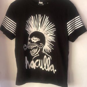 Haculla black skull Mohawk T-shirt, size XS